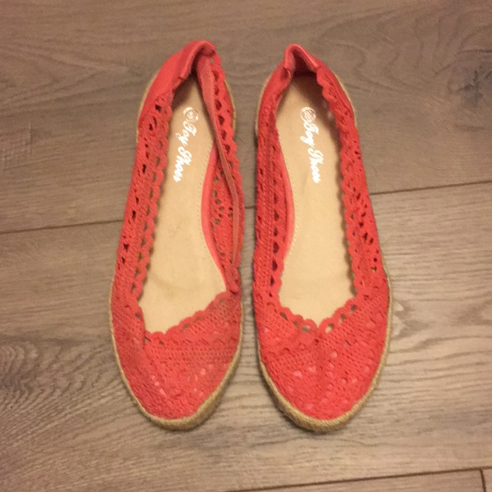 Pink slip on lace sandals